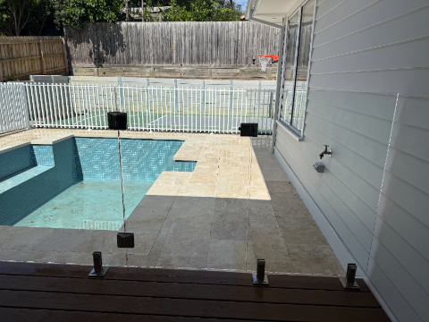 Glass pool fencing, patio